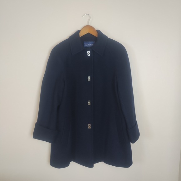 Mackintosh New England Jackets & Blazers - Mackintosh New England Women's Navy Blue Button Front Coat Size L